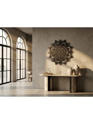 Mova Dizayn Modern Metal Mandala Duvar Tablosu Büyük Boy Geometrik Salon Ofis Duvar Dekoru