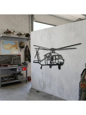 Mova Dizayn Skorsky Helikopteri Çerçeveli Dekoratif Metal Duvar Tablosu