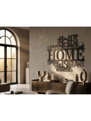 Mova Dizayn Modern Metal Home Yazılı Duvar Tablosu Ingilizce Tipografik Motivasyonel Salon Ofis Antre Duvar Dekoru