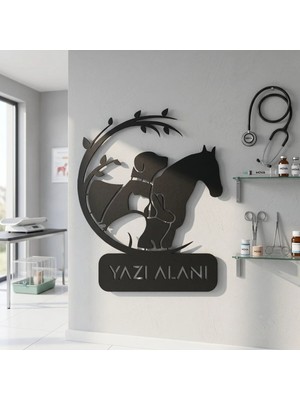 Mova Dizayn Kişiye Özel Veteriner Bakım Evi Tasarımlı Dekoratif Metal Duvar Tablosu