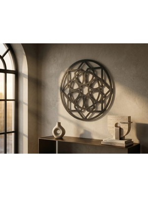 Mova Dizayn Modern Metal Selçuklu Yıldızı Duvar Tablosu Yuvarlak Geometrik Salon Ofis Duvar Dekoru