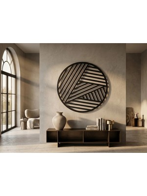Mova Dizayn Modern Metal Geometrik Çizgili Duvar Tablosu Yuvarlak Soyut Salon Ofis Duvar Dekoru