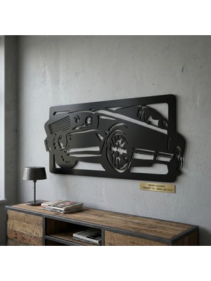Mova Dizayn Modern Çerçeveli Klasik Mustang Araba Silüetli Estetik Metal Duvar Panosu