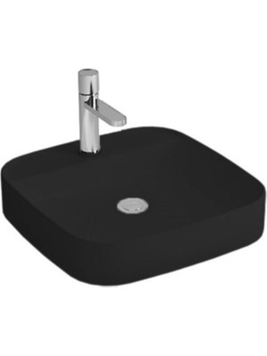Newarc Loft Tezgah Üstü Batarya Delikli Lavabo Parlak Siyah