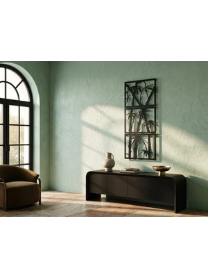 Mova Dizayn Modern 3 Parçalı Bambu Motifli Estetik Metal Duvar Panosu