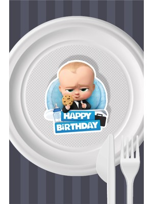 Neşeli Günlerim Patron Bebek Boss Baby Teması Tabak Sticker (Etiket) 15'li * Yapışkanlı Kağıt