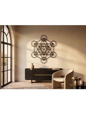 Mova Dizayn Modern Metal Metatron Küpü Duvar Tablosu Kutsal Geometri Salon Ofis Hediyelik Duvar Dekoru