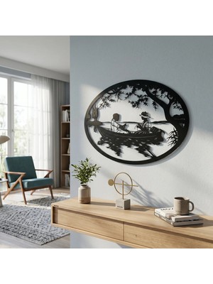 Mova Dizayn Modern Oval Sandalda Romantik Çift Motifli Estetik Metal Duvar Panosu