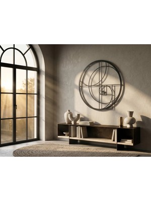 Mova Dizayn Modern Metal Altın Oran Tasarım Duvar Tablosu Yuvarlak Fibonacci Salon Ofis Duvar Dekoru