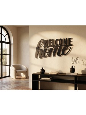 Mova Dizayn Modern Metal Welcome Home Duvar Yazısı Antre Giriş Salon Dekoratif Tablo Duvar Dekoru