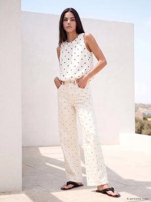 Lc Waikiki Yeni Sezon Puantiyeli Straight Fit Kadın Jean Pantolon