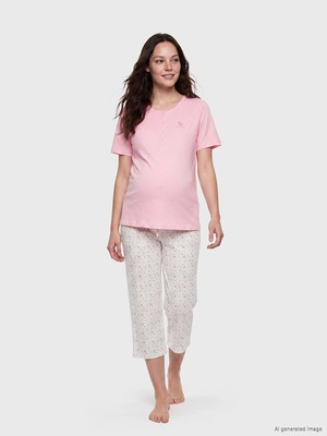 Lc Waikiki Yeni Sezon Desenli Hamile Kaprili Pijama Takımı