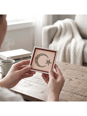 Miawiki Kelime-I Tevhid Motifli Hilal Tasarımı, Yaşam Alanlarınız Için Estetik ve Şık Dekor 10X10 cm