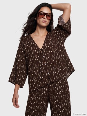 Lc Waikiki Yeni Sezon V Yaka Desenli Bağlamalı Kadın Kimono