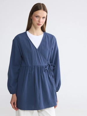 Lc Waikiki Yeni Sezon Kruvaze Yaka Dokulu Kadın Kimono