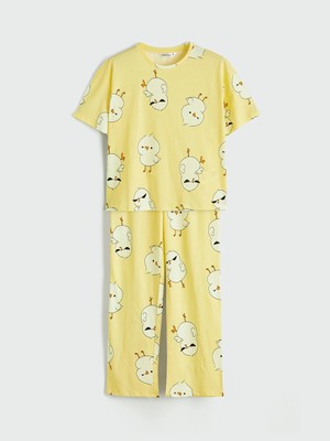 Lc Waikiki Yeni Sezon Bisiklet Yaka Desenli Kadın Pijama Takım