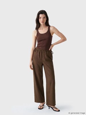 Lc Waikiki Yeni Sezon Beli Lastikli Keten Karışımlı Kadın Pantolon