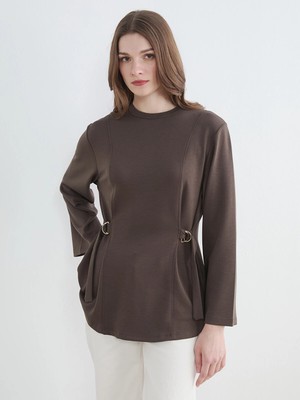 Lc Waikiki Yeni Sezon Bisiklet Yaka Beli Kemerli Kadın Sweatshirt Tunik