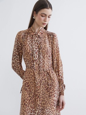 Lc Waikiki Yeni Sezon Leopar Desenli Modal Karışımlı Gömlek Elbise