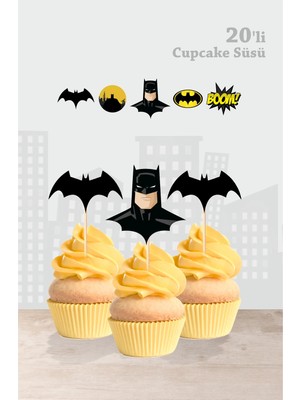 Neşeli Günlerim Batman Temalı Doğum Günü Parti Malzemeleri Seti Kürdan Cupcake Süsü 20'li