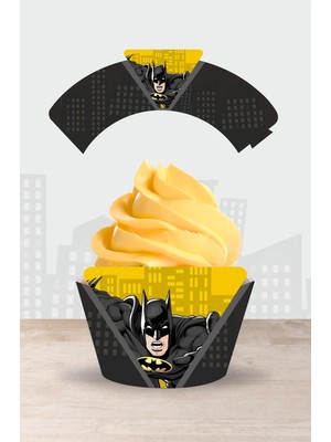 Neşeli Günlerim Batman Temalı Doğum Günü Parti Malzemeleri Seti Cupcake Sargısı 8'li