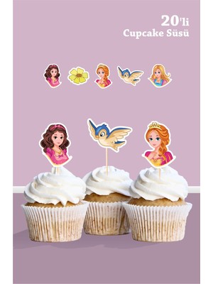 Neşeli Günlerim Prenses Teması Cupcake Süsü 20'li