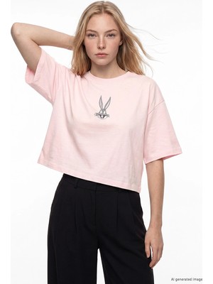 Lc Waikiki Yeni Sezon Bugs Bunny Baskılı %100 Pamuklu Kadın Tişört