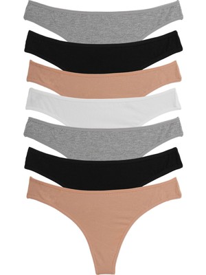 Nicoletta Kadın Külot Tanga 7 Li Paket Likralı Mıxcolor