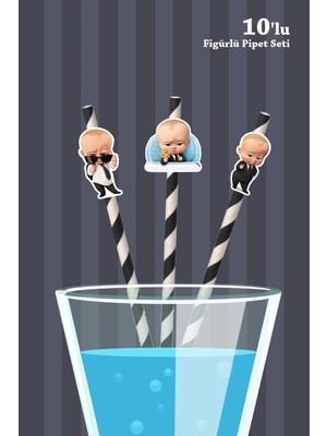 Neşeli Günlerim Patron Bebek Boss Baby Temalı  10'lu Figürlü Pipet Seti