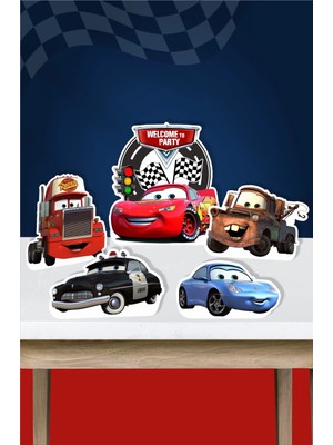 Neşeli Günlerim Şimşek Mcqueen Cars Temalı Doğum Günü Ayaklı Pano (Masa Üstü) *kalın Kağıt