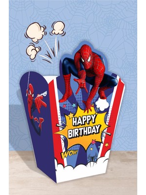 Neşeli Günlerim Spiderman Örümcek Adam Temalı Doğum Günü Seti * Popcorn (Mısır) Kutusu *8'li