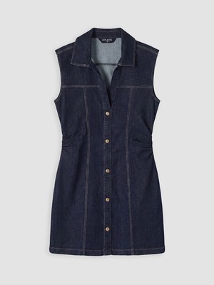 Lc Waikiki Yeni Sezon Gömlek Yaka A Kesim Mini Jean Elbise