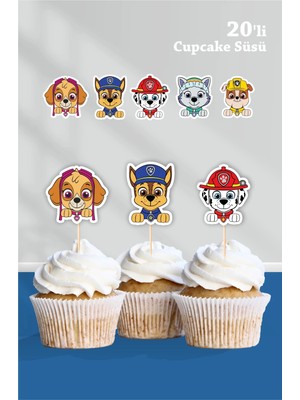 Neşeli Günlerim Paw Patrol Temalı Cupcake Süsü 20'li