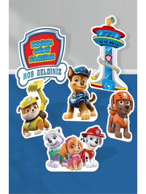 Neşeli Günlerim Paw Patrol Temalı Doğum Günü * Ayaklı Pano Seti