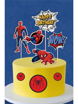 Neşeli Günlerim Spiderman Örümcek Adam Temalı Doğum Günü Kürdanlı Pasta Süsü