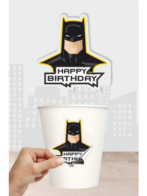 Neşeli Günlerim Batman Temalı Doğum Günü Parti Malzemeleri Seti Sticker (Etiket) 20 'li