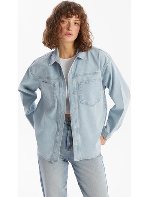Lc Waikiki Yeni Sezon Oversize Kadın Jean Gömlek Ceket