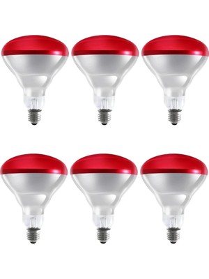 Luord - Store (6 Adet) 250W Kızılötesi Isıtıcılı Hayvan Isıtma ve Kuluçka Lambası (Kırmızı Işık) E27 (Kalın Duy)