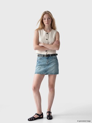 Lc Waikiki Yeni Sezon Beli Kemerli Mini Jean Etek
