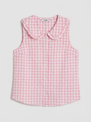 Lc Waikiki Yeni Sezon Fırfırlı Bebe Yaka Ekose Poplin Kadın Gömlek