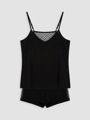 Lc Waikiki Yeni Sezon Puantiyeli Ip Askılı Kadın Şortlu Pijama Takımı