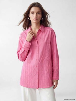 Lc Waikiki Yeni Sezon Çizgili Oversize Kadın Gömlek Tunik