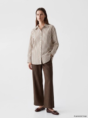 Lc Waikiki Yeni Sezon Beli Lastikli Kadın %100 Keten Pantolon