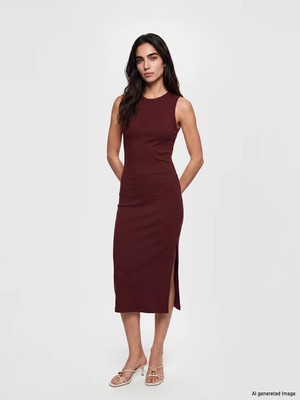 Lc Waikiki Yeni Sezon Bisiklet Yaka Fitilli Bodycon Elbise
