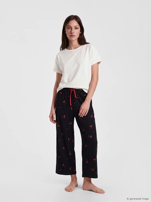 Lc Waikiki Yeni Sezon Beli Lastikli Desenli Kadın Kapri Pijama Altı