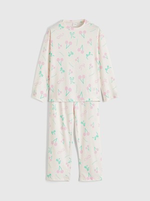 Lc Waikiki Yeni Sezon Bisiklet Yaka Desenli Kız Çocuk Pijama Takım