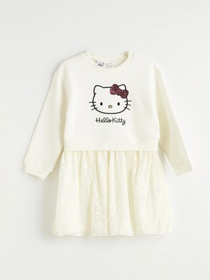 Lc Waikiki Yeni Sezon Hello Kitty Baskılı Dantelli Kız Çocuk Elbise
