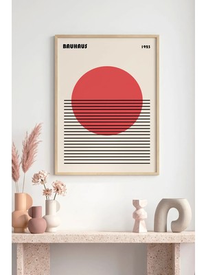 Huhuli Doğal Ahşap Çerçeveli Geometrik Desenli Tablo - Canlı Tonlar | HUHU1104
