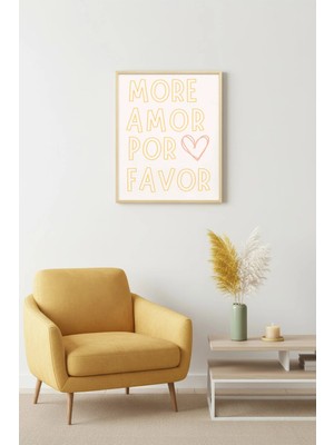 Huhuli Doğal Ahşap Çerçeveli Retro Minimalist Tablo - Sarı Yazı Tasarım | HUHU2367