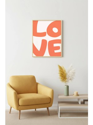 Huhuli Doğal Ahşap Çerçeveli Love Yazılı Retro Tablo - Minimalist Dekorasyon | HUHU2785